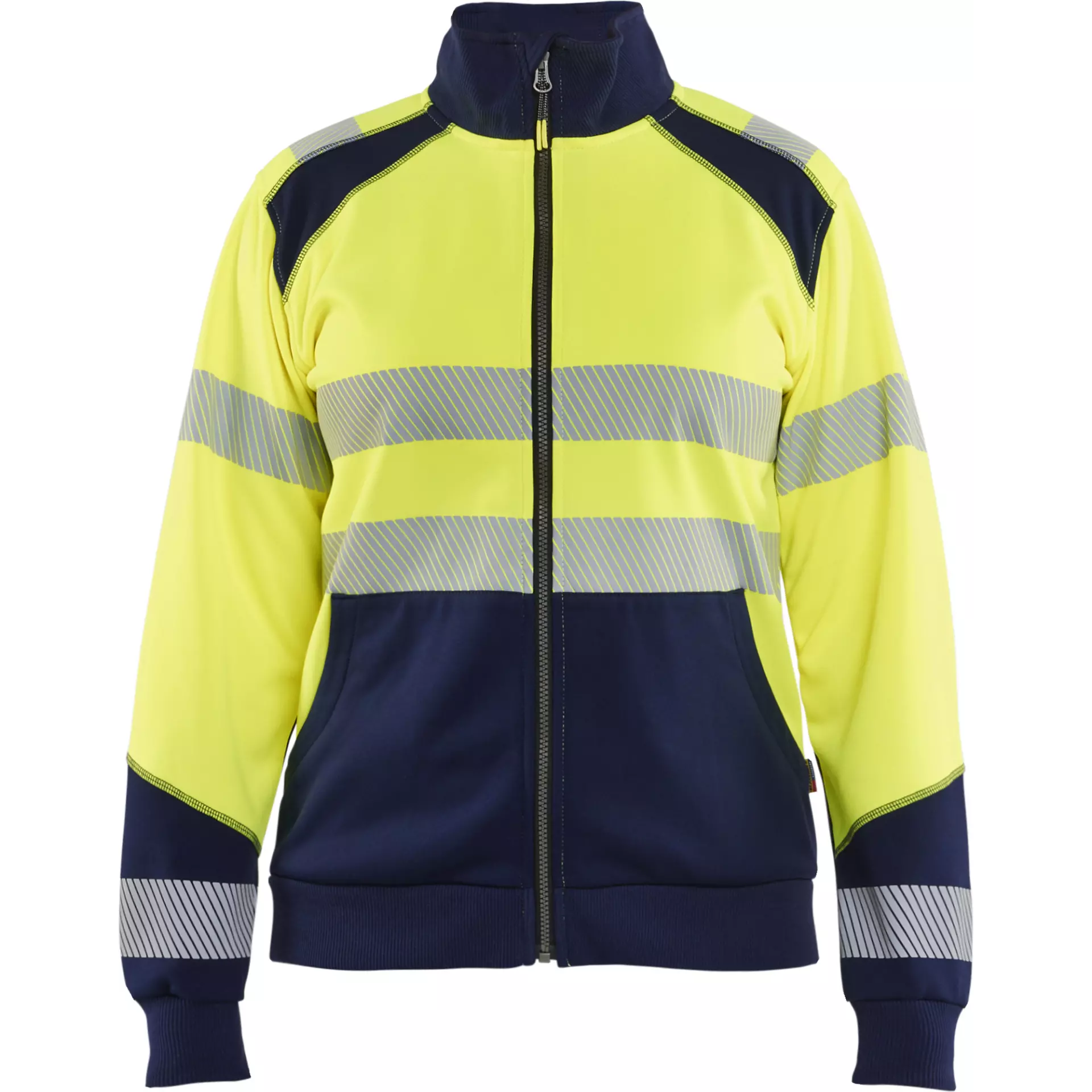 Blaklader 350825283389, High Vis Ladies Full Zip Sweatshirt, Yellow/Navy Blue