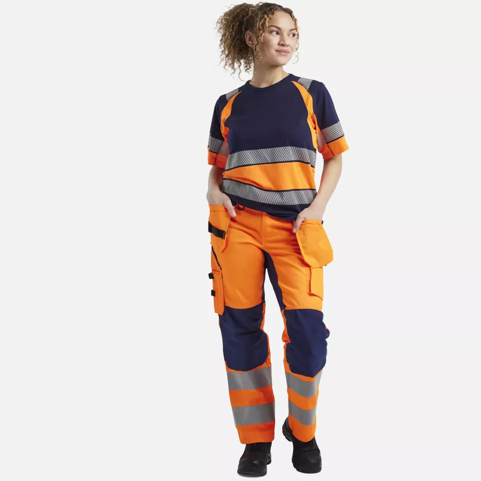 Blaklader 716318115389, High Vis Damen Stretch Arbeitshose, Orange/Marineblau, image 5, gallery thumbnail