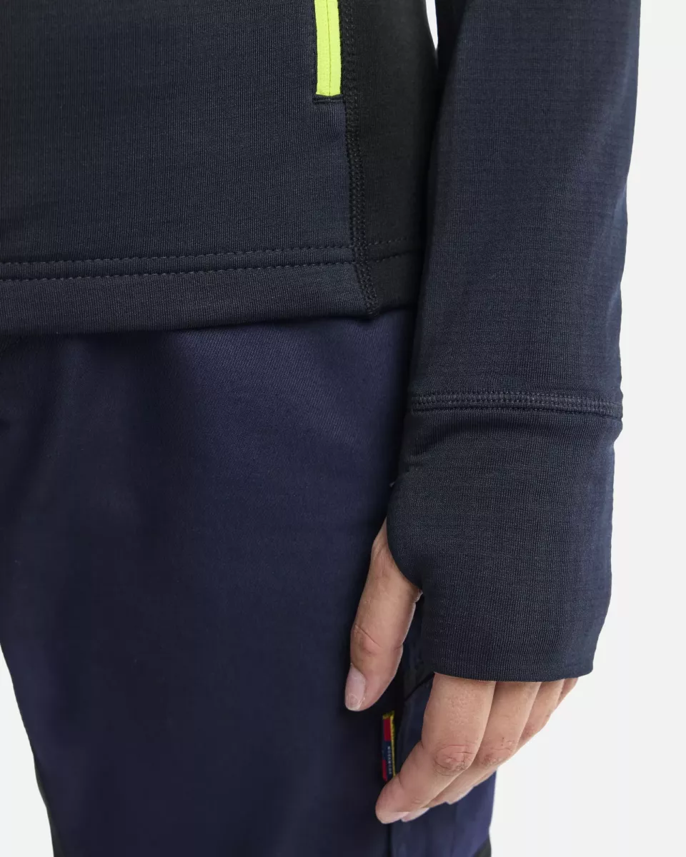 Blaklader 474525398633, STRIKER Ladies Fleece Jacket, Dark Navy/High Vis Yellow, image 6, gallery thumbnail