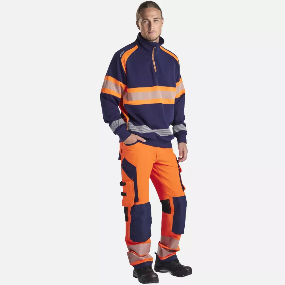Blaklader 355311588953, High Vis Sweatshirt, Navy Blue/Orange, image 6, gallery thumbnail
