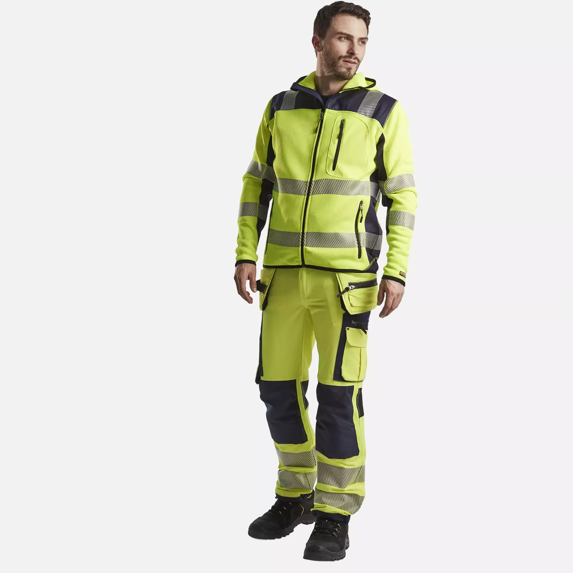 Blaklader 492321203389, High Vis Knitted Jacket, Yellow/Navy Blue, image 5