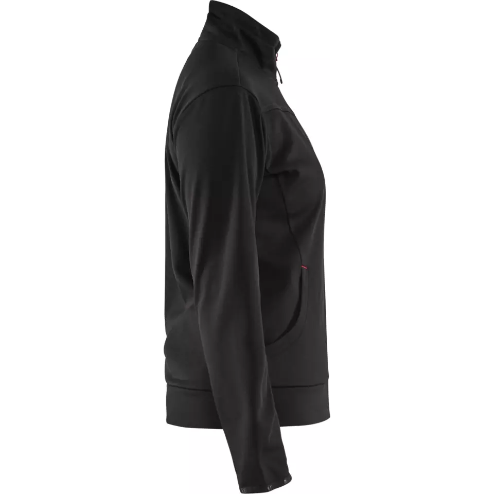 Blåkläder 339425269956, Ladies Zip Sweatshirt, Black/Red, image 2, gallery thumbnail