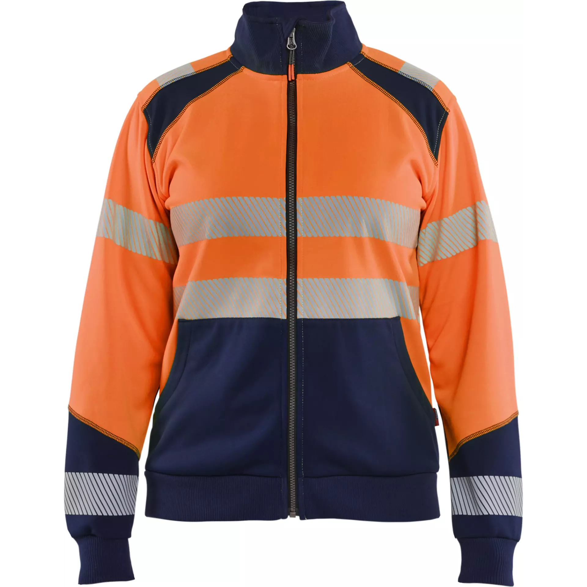 Blaklader 350825285389, High Vis Ladies Zip Sweatshirt, Orange/Navy Blue