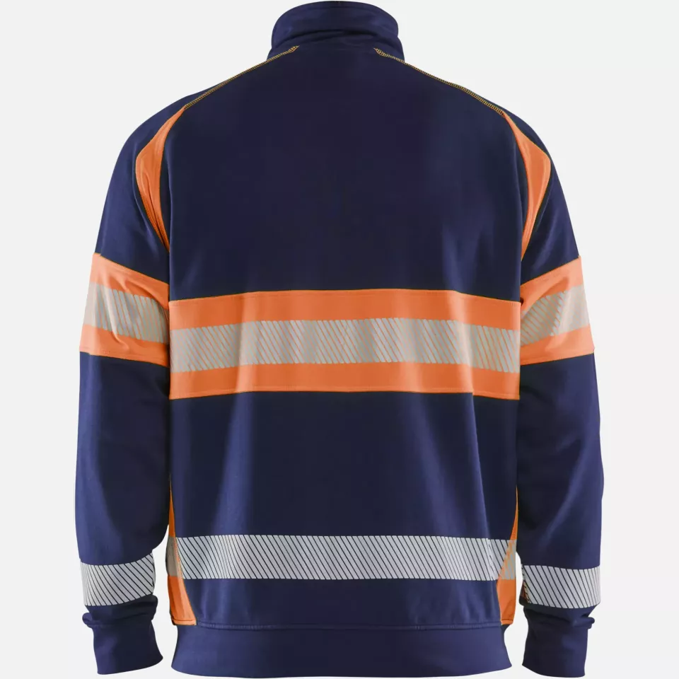 Blaklader 355111588953, High Vis Sweat Jacket, Navy Blue/Orange, image 4, gallery thumbnail