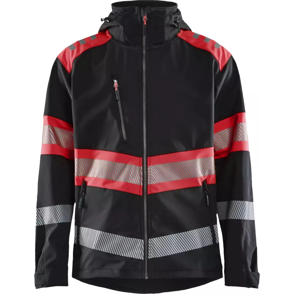 Blaklader 449425139955, High Vis Softshell Jacket, Black/High Vis Red
