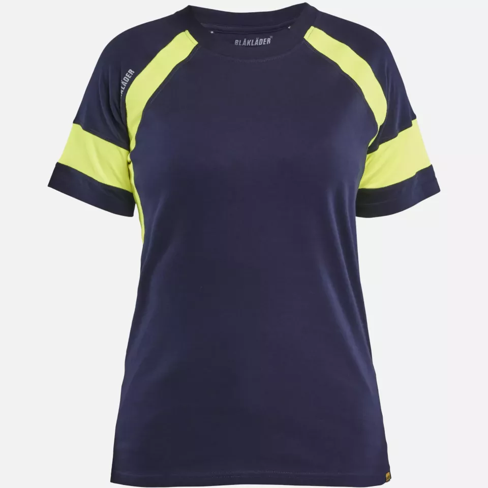 Blaklader 352410308833, High Vis Women's T-Shirt, Navy Blue/Yellow, image 1, gallery thumbnail