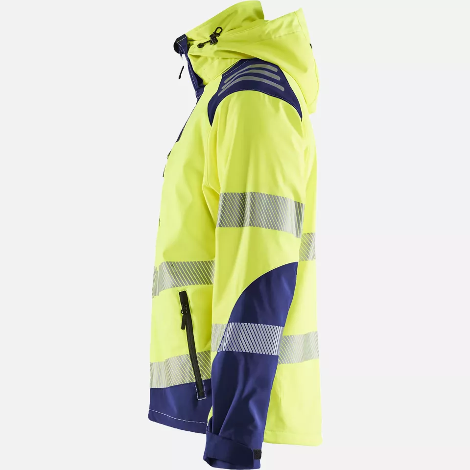 Blaklader 449125133389, High Vis Softshell Jacket, Yellow/Navy Blue, image 7, gallery thumbnail