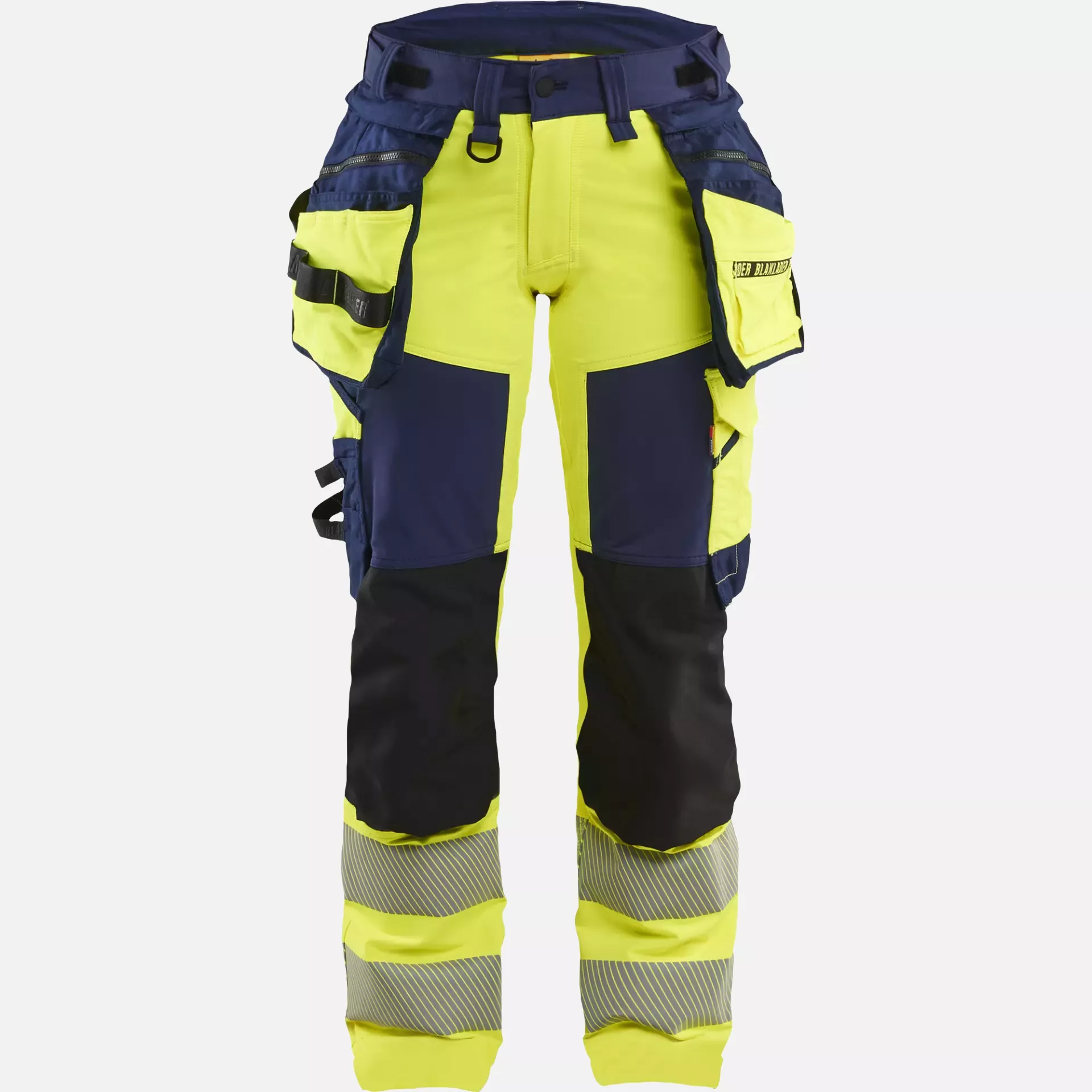 Blaklader 702216483389, High Vis Ladies 4-Way Stretch Trousers, Yellow/Navy Blue, image 1