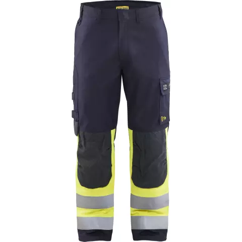 148815128933, Blåkläder Multinorm Work Pants, Navy Blue/Yellow