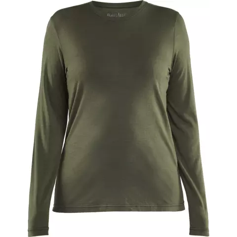 Blaklader Women's Merino Wool Long Sleeve T-Shirt, Forest Green