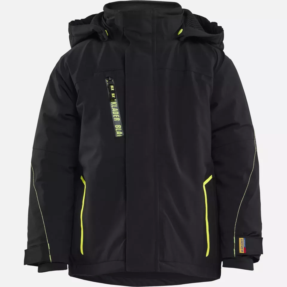 Blaklader 521019179933, Children's Winter Jacket Stretch Lightly Lined, Black/High Vis Yellow, image 1, gallery thumbnail