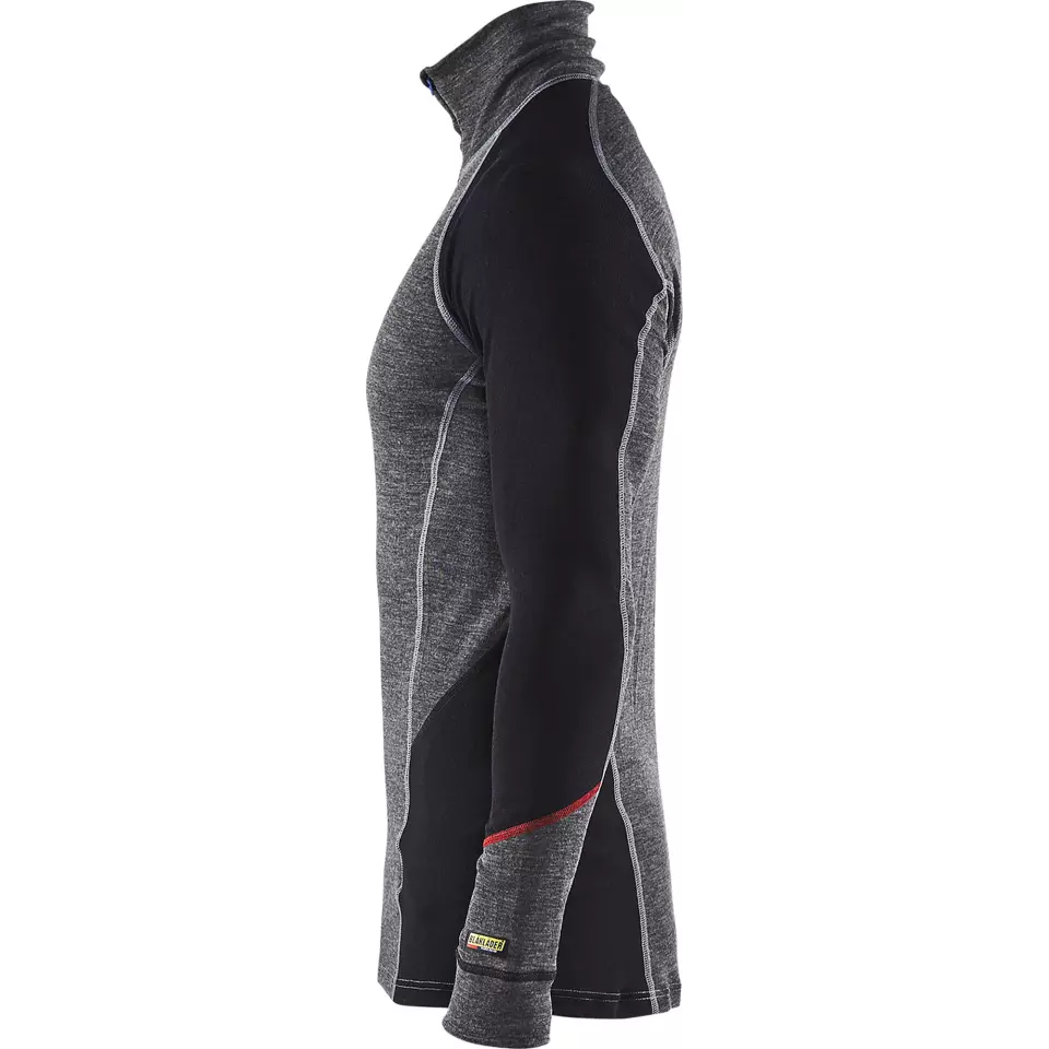 Blaklader 469917369699, XWARM Merino Wool Zip Undershirt, Medium Grey/Black, image 2, gallery thumbnail