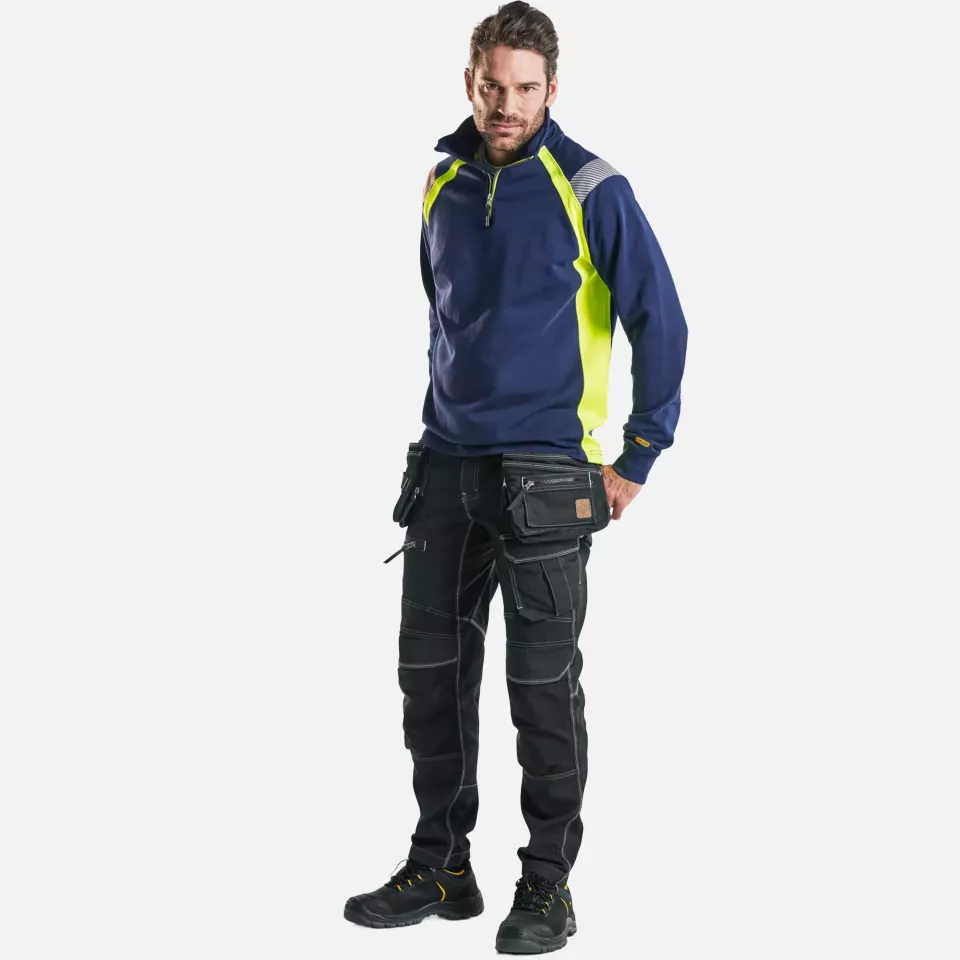 Blaklader 343211588933, Half-Zip Sweatshirt, Navy Blue/ Yellow, image 5, gallery thumbnail