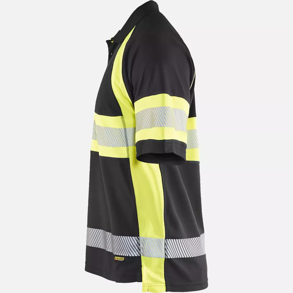 Blaklader 333810519933, High Vis UV Protection Polo Shirt, Black/Yellow, image 3, gallery thumbnail