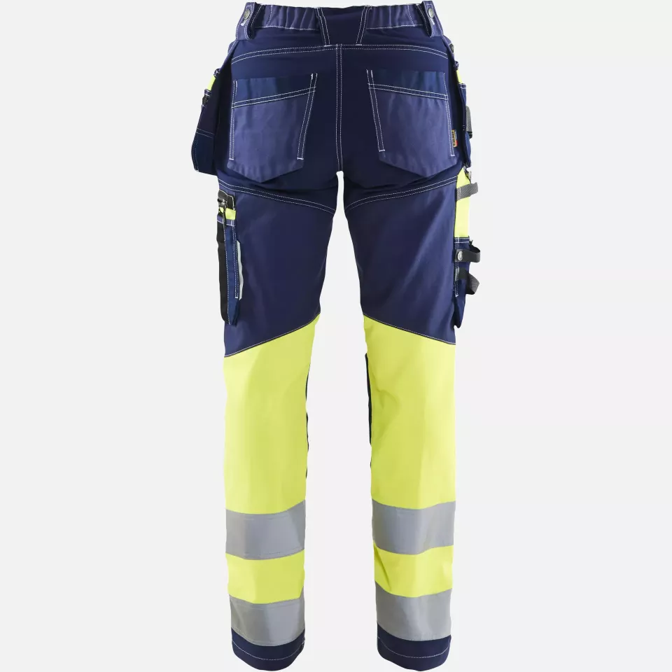 Blaklader 719613708833, High Vis Ladies Stretch Work Trousers, Navy Blue/Yellow, image 2, gallery thumbnail