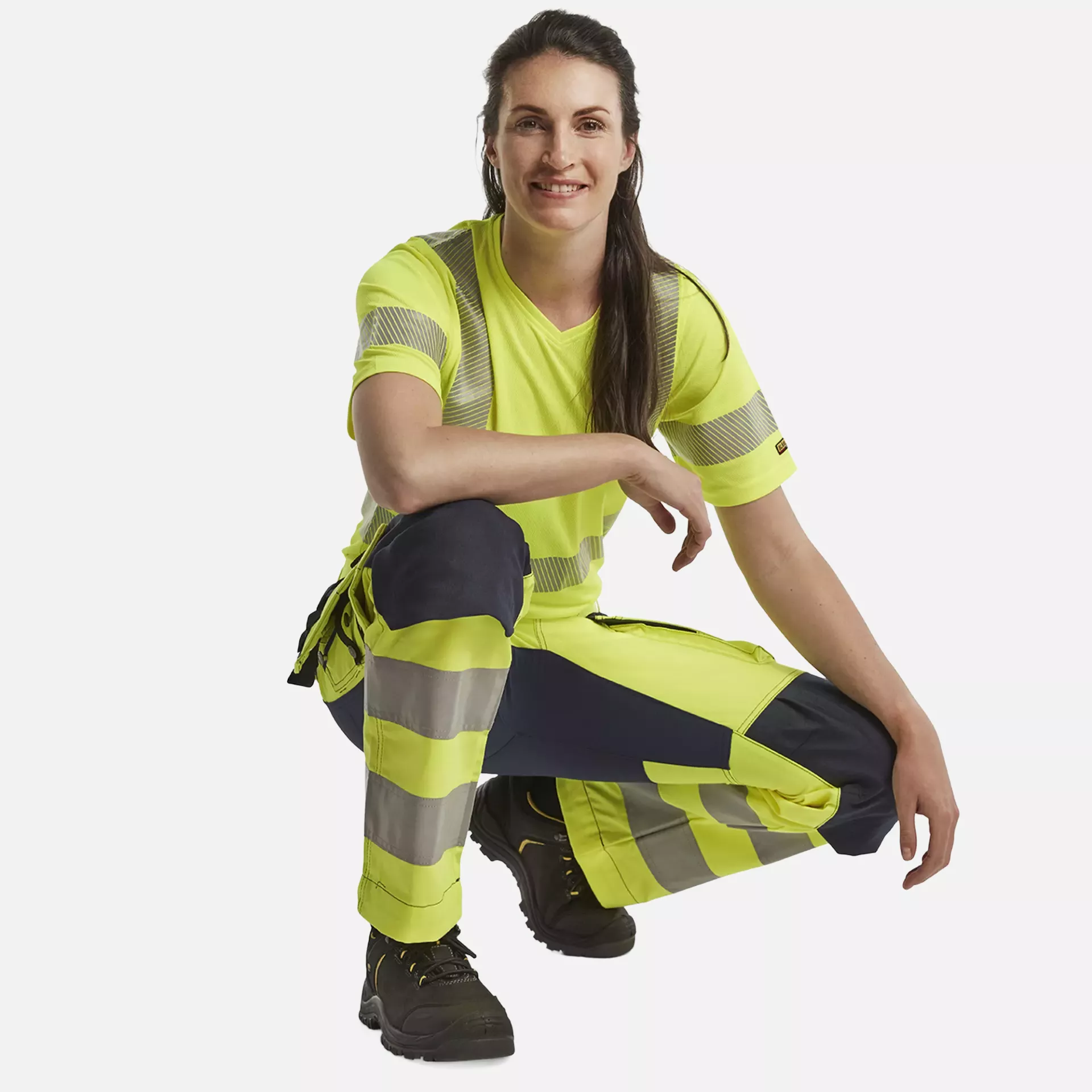Blaklader 716318113389, High Vis Damen Stretch Arbeitshose, Gelb/Marineblau, image 6