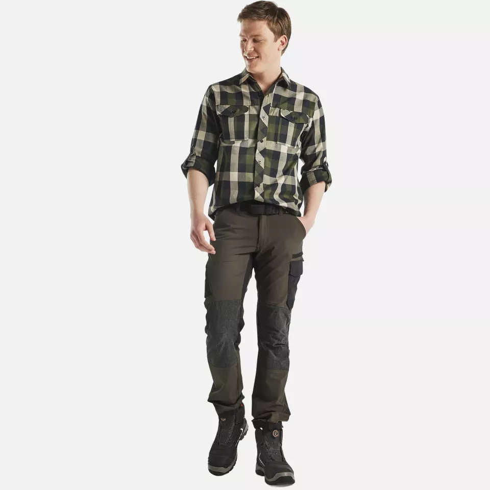 Blaklader 329911524599, Flannel Shirt, Dark Olive Green/Black, image 5, gallery thumbnail