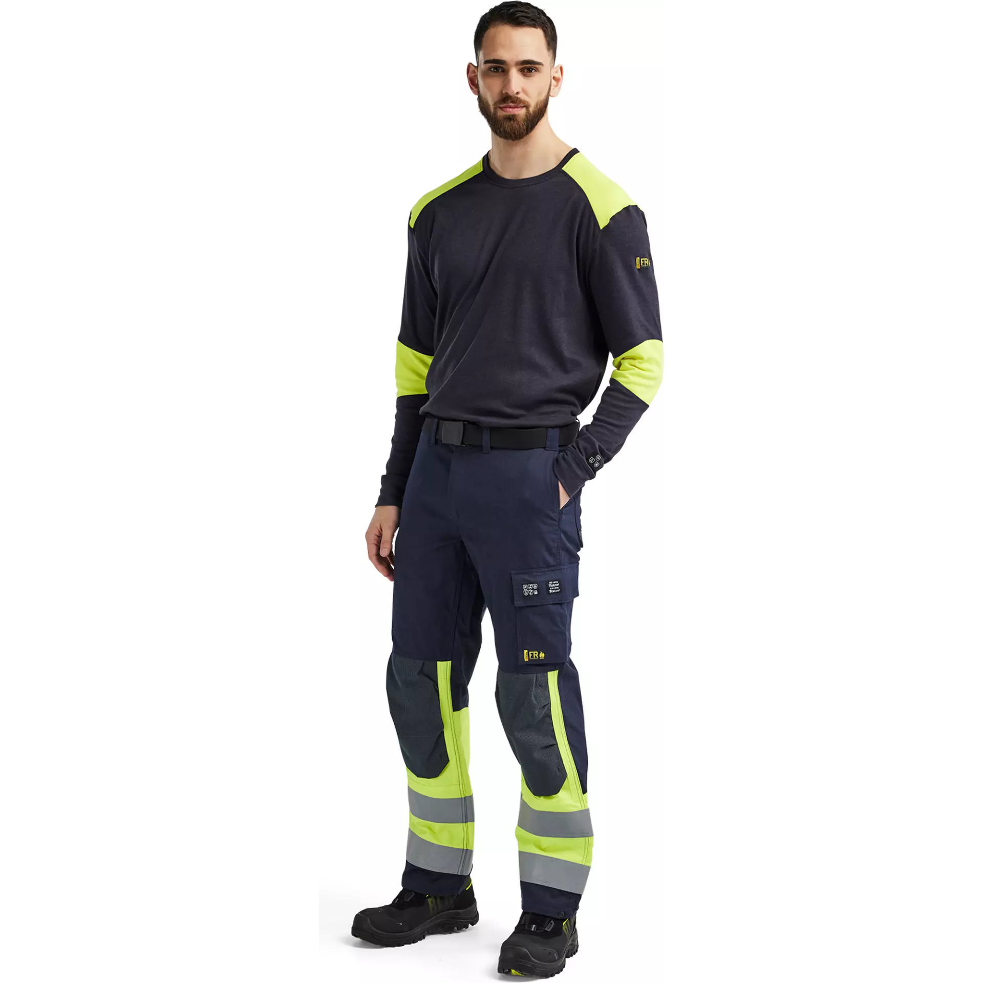 Blaklader 345717618933, Flammschutz Langarm Shirt, Marineblau/ Gelb, image 5