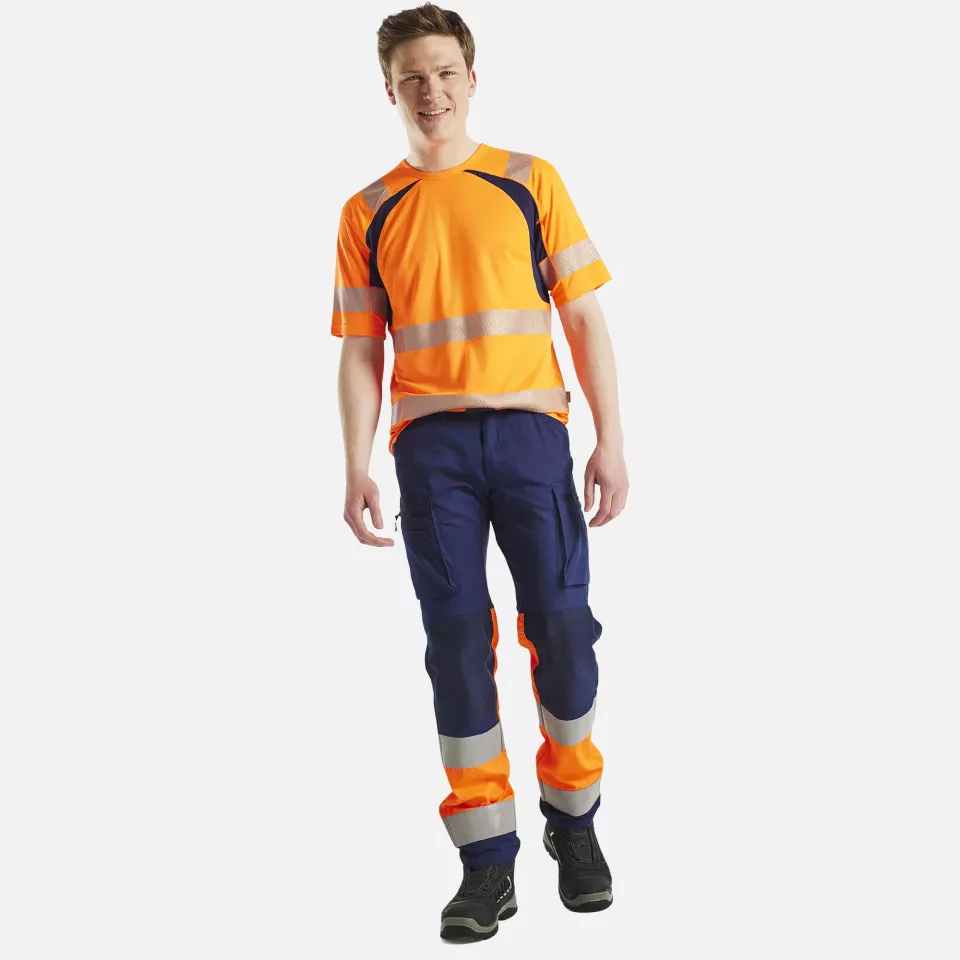 Blaklader 339710135389, High Vis UV Protection T-Shirt, Orange/Navy Blue, image 5, gallery thumbnail