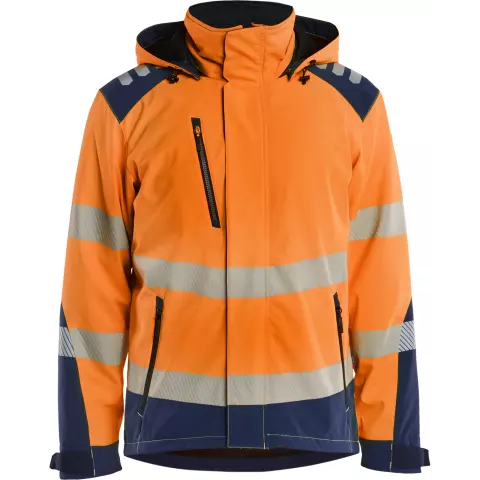 Blåkläder Lined Lightweight High Vis Softshell Winter Jacket, Orange/Navy