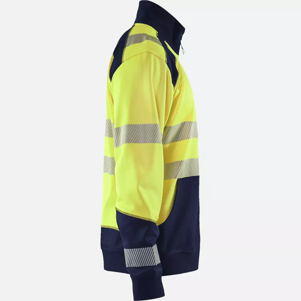Blaklader 355825283389, High Vis Zip Sweatshirt, Yellow/Navy Blue, image 2, gallery thumbnail