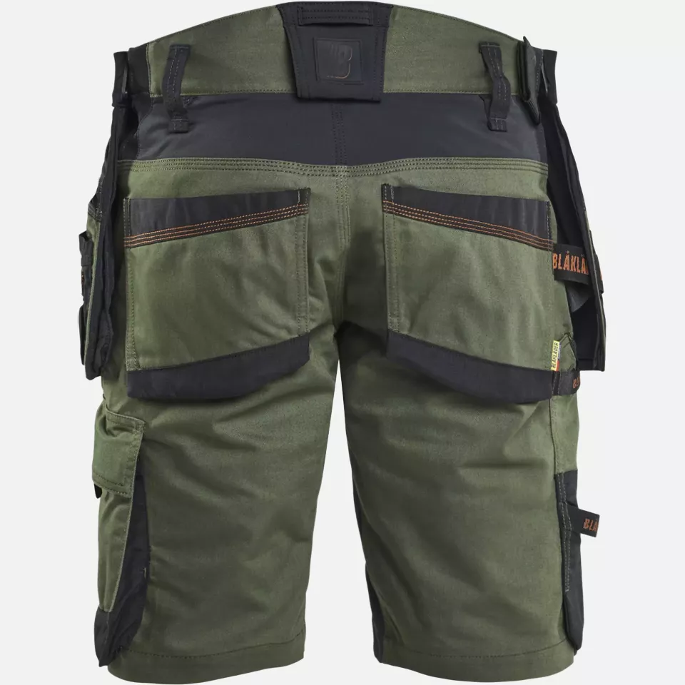 Blaklader 197211494240, STRIKER Stretch Craftsman Shorts, Forest Green/Rust, image 4, gallery thumbnail
