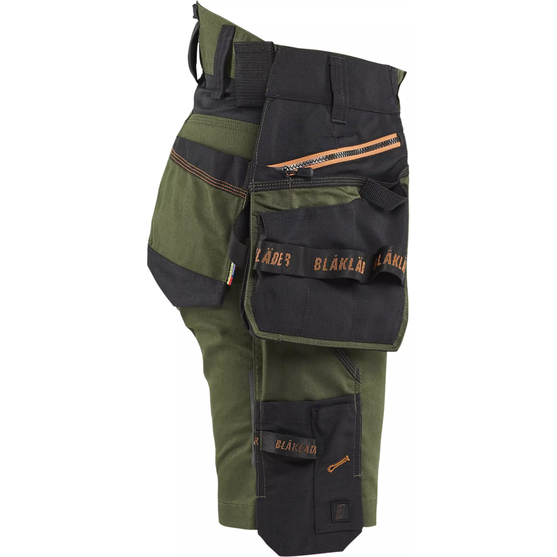 Blåkläder 717511494240, STRIKER Ladies' Stretch Craftsmen's Shorts, Forest Green/Rust, image 2