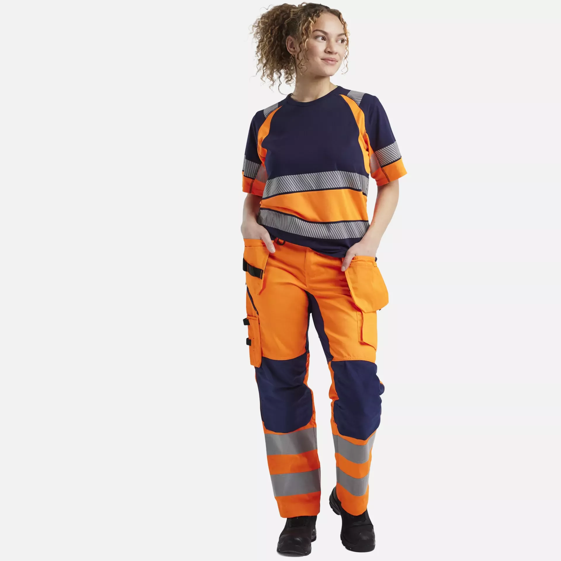 Blaklader 716318115389, High Vis Damen Stretch Arbeitshose, Orange/Marineblau, image 5