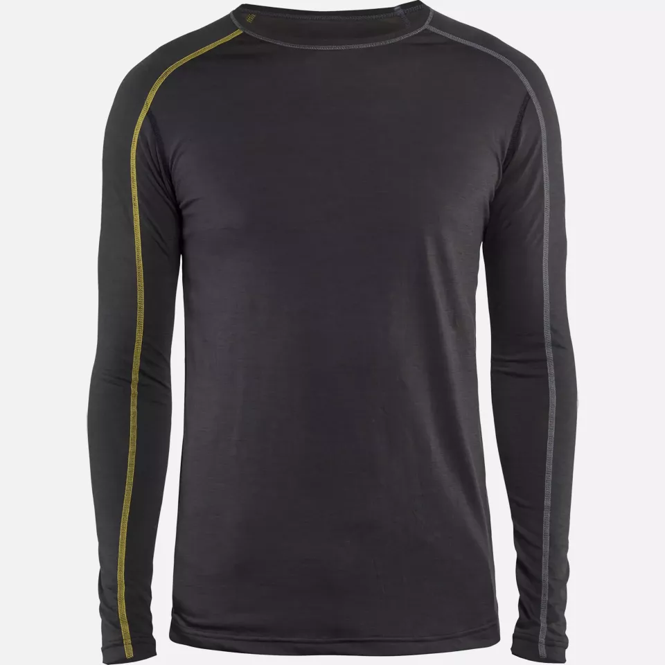 Blaklader 479917349835, XLIGHT Merino Wool Undershirt, Dark Grey/Yellow, image 1, gallery thumbnail