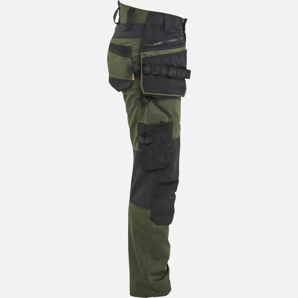 Blaklader 717011494298, STRIKER Ladies Stretch Craftsman Work Trousers, Forest Green/Black, image 2, gallery thumbnail