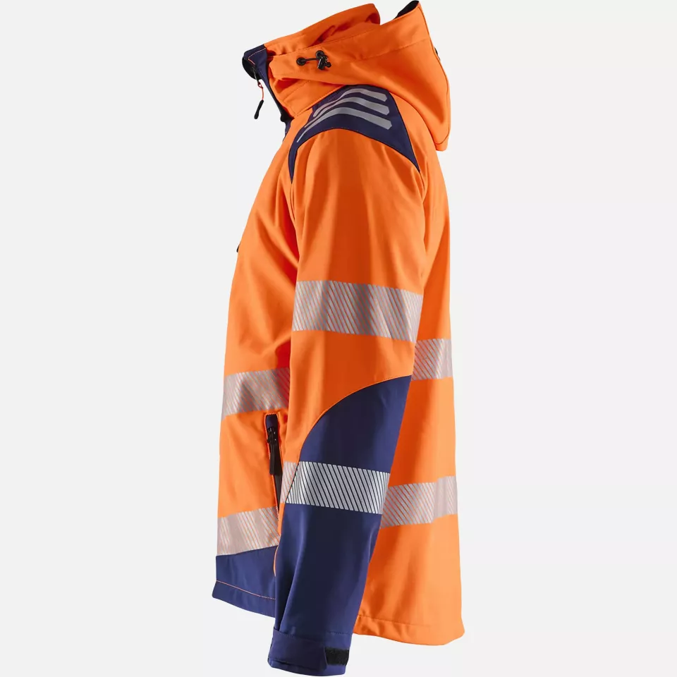 Blaklader 449125135389, High Vis Softshell Jacket, Orange/Navy Blue, image 3, gallery thumbnail
