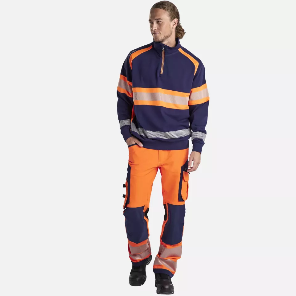 Blaklader 355311588953, High Vis Sweatshirt, Navy Blue/Orange, image 5, gallery thumbnail