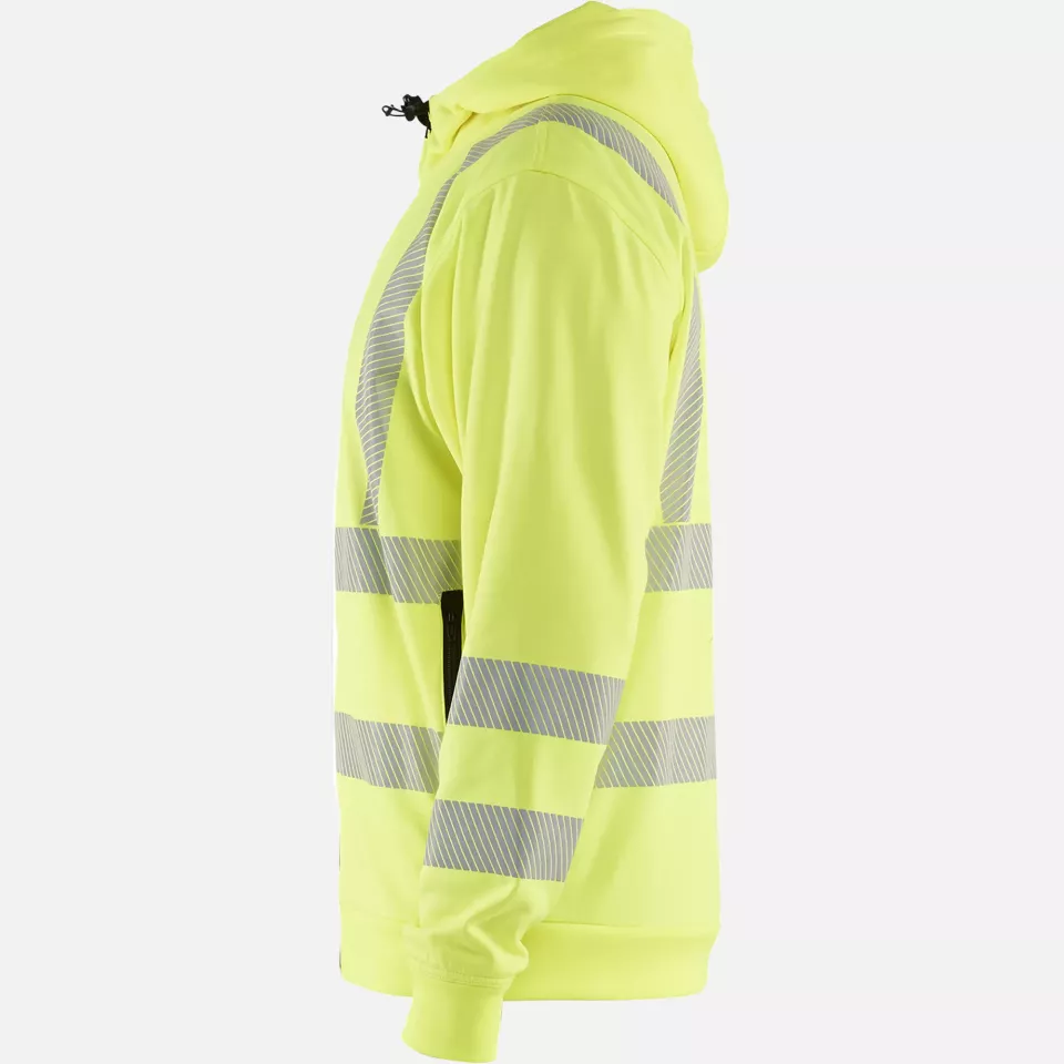 Blaklader 356525383300, High Vis Hooded Sweatshirt with Zip, Yellow, image 3, gallery thumbnail