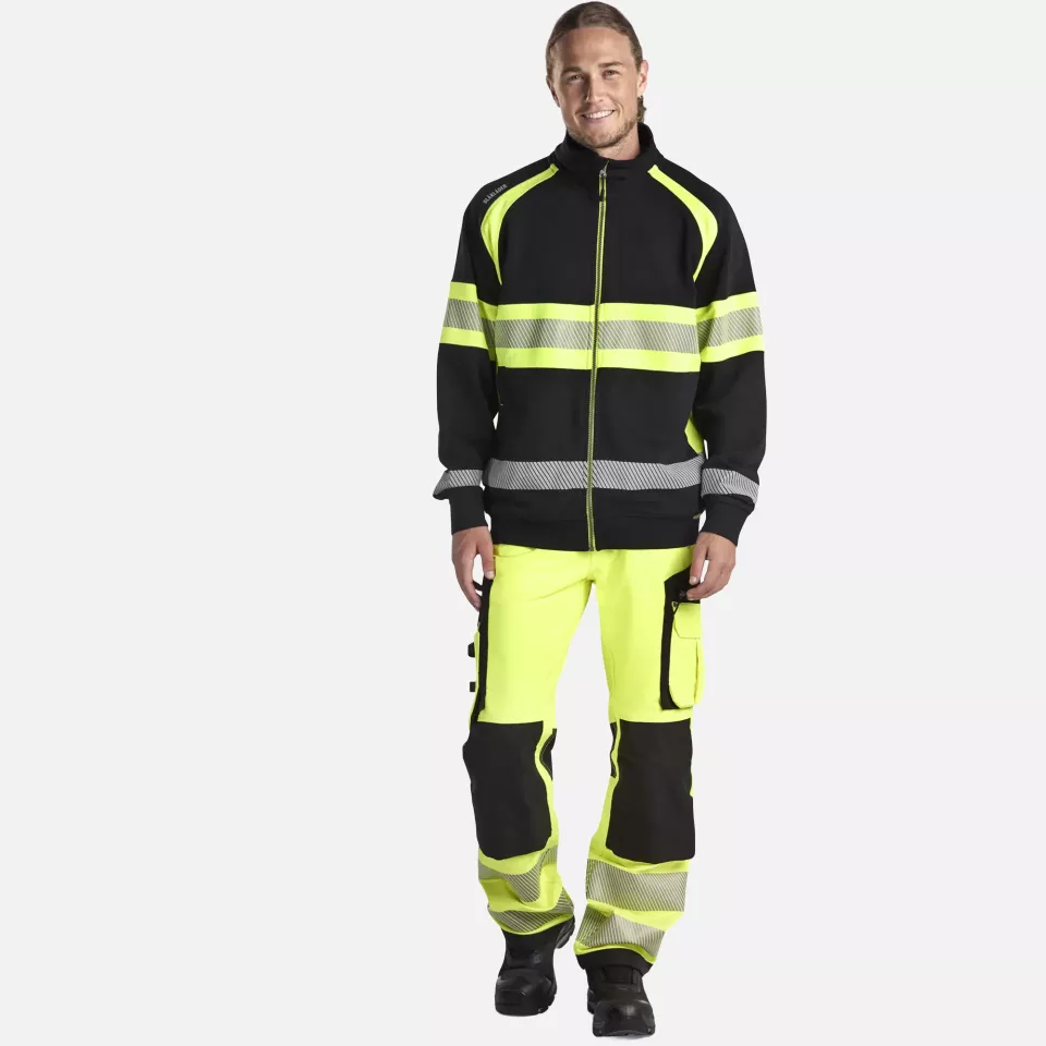 Blaklader 355111589933, High Vis Sweat Jacket, Black/Yellow, image 5, gallery thumbnail