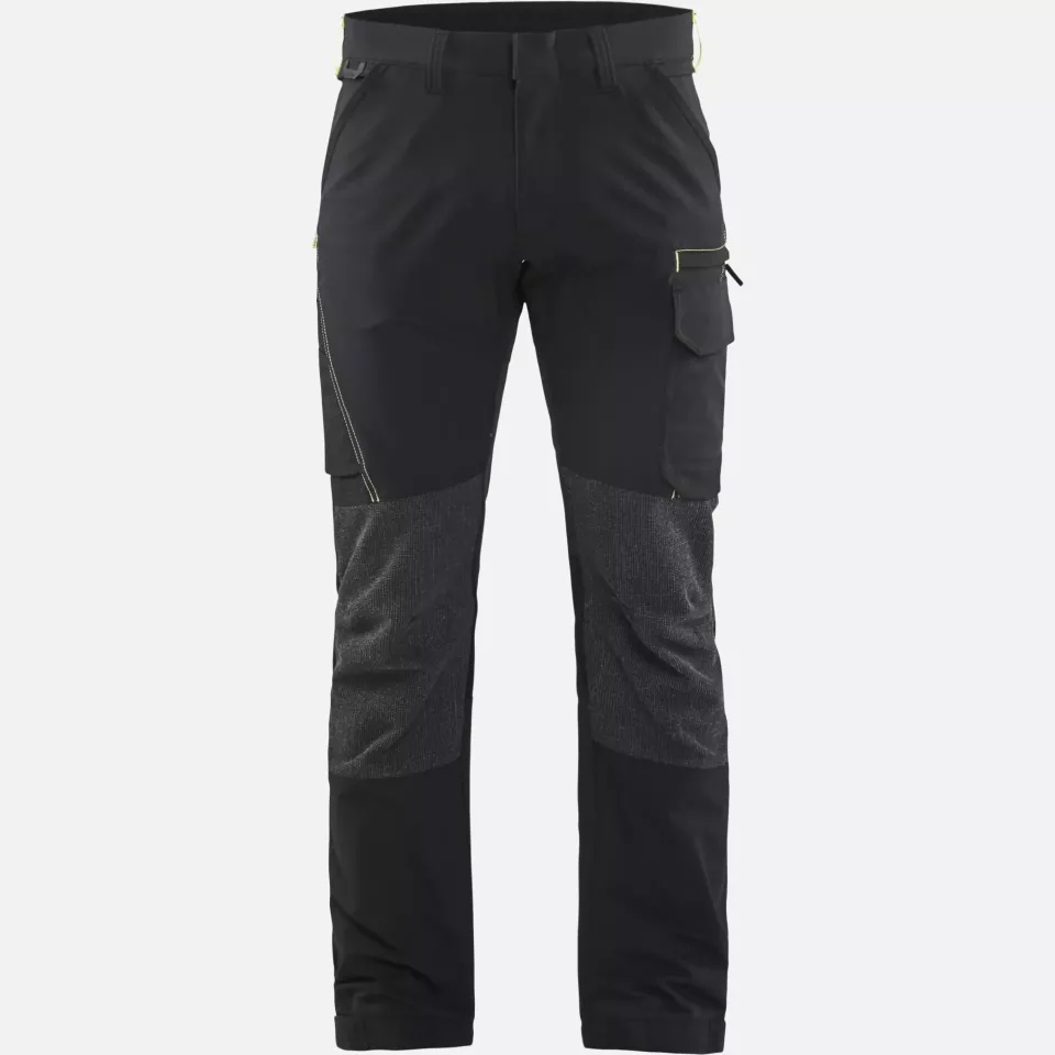 Blaklader 142216459933, 4-Way Service Stretch Work Trousers, Black/Yellow, image 1, gallery thumbnail