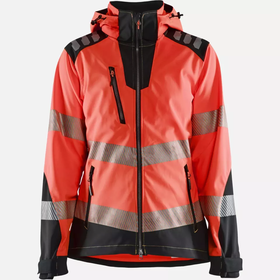 Blaklader 479125135599, High Vis Ladies Softshell Jacket, Red/Black, image 1, gallery thumbnail