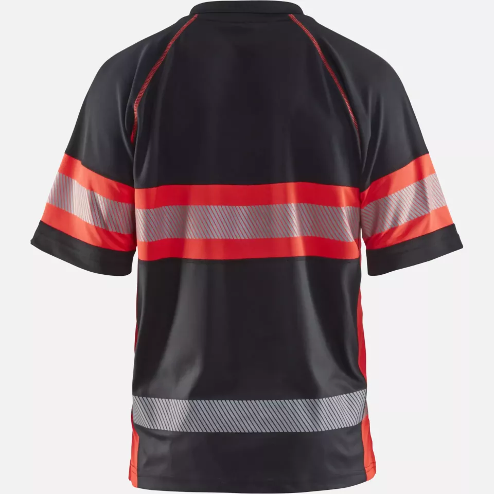 Blaklader 333810519955, High Vis UV Protection Polo Shirt, Black/High Vis Red, image 4, gallery thumbnail