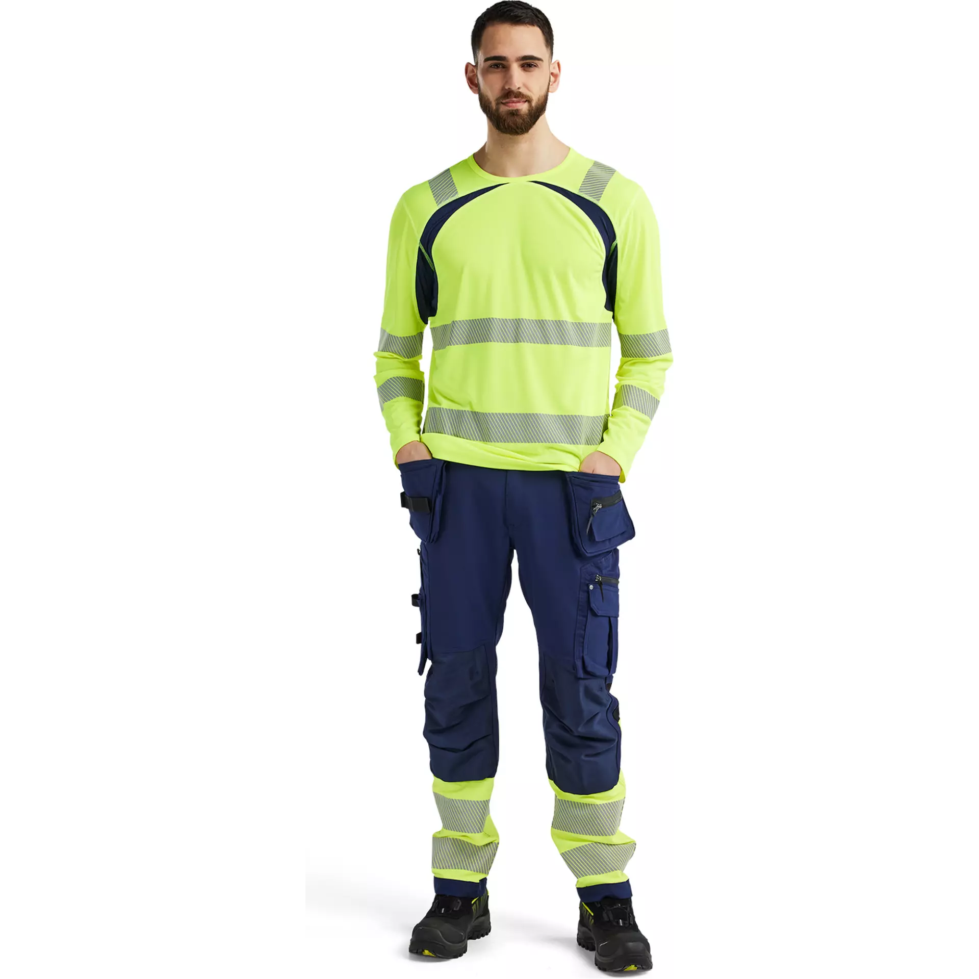 Blaklader 359910133389, High Vis UV Protection Long Sleeve Shirt, Yellow/Navy Blue, image 5