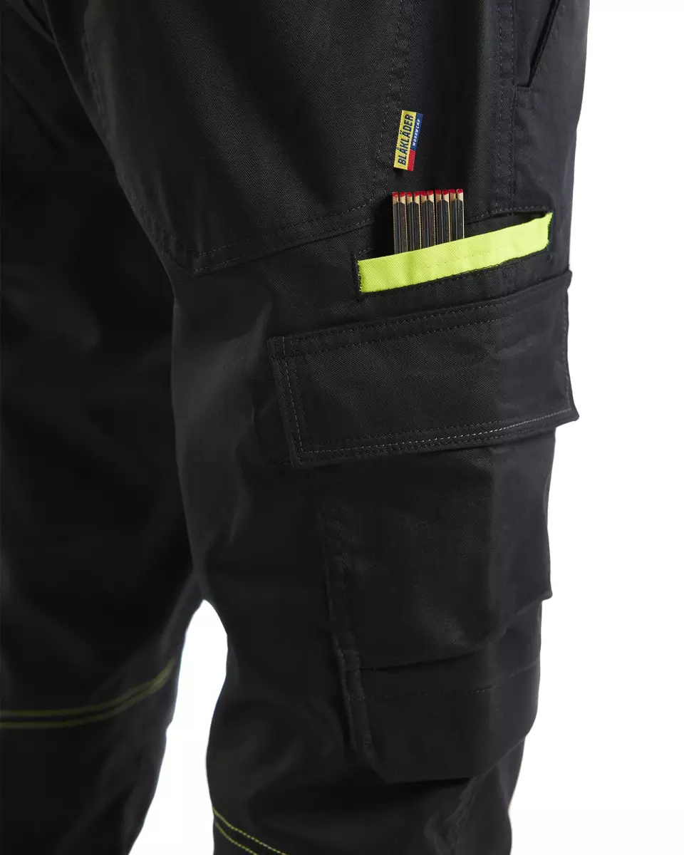 Blaklader 144818329933, Industrie Stretch Arbeitshose mit Kniepolstertaschen, Schwarz/Gelb, image 6, gallery thumbnail