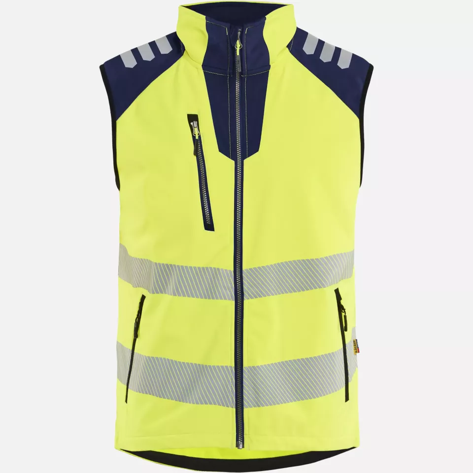 Blaklader 309125133389, High Vis Softshell Vest, High Vis Yellow/Navy Blue, image 1, gallery thumbnail