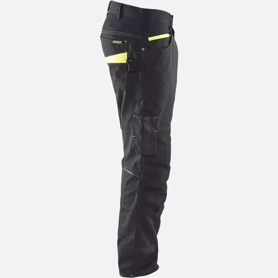 Blaklader 149513309933, Stretch Work Trousers, Black/Yellow, image 2, gallery thumbnail