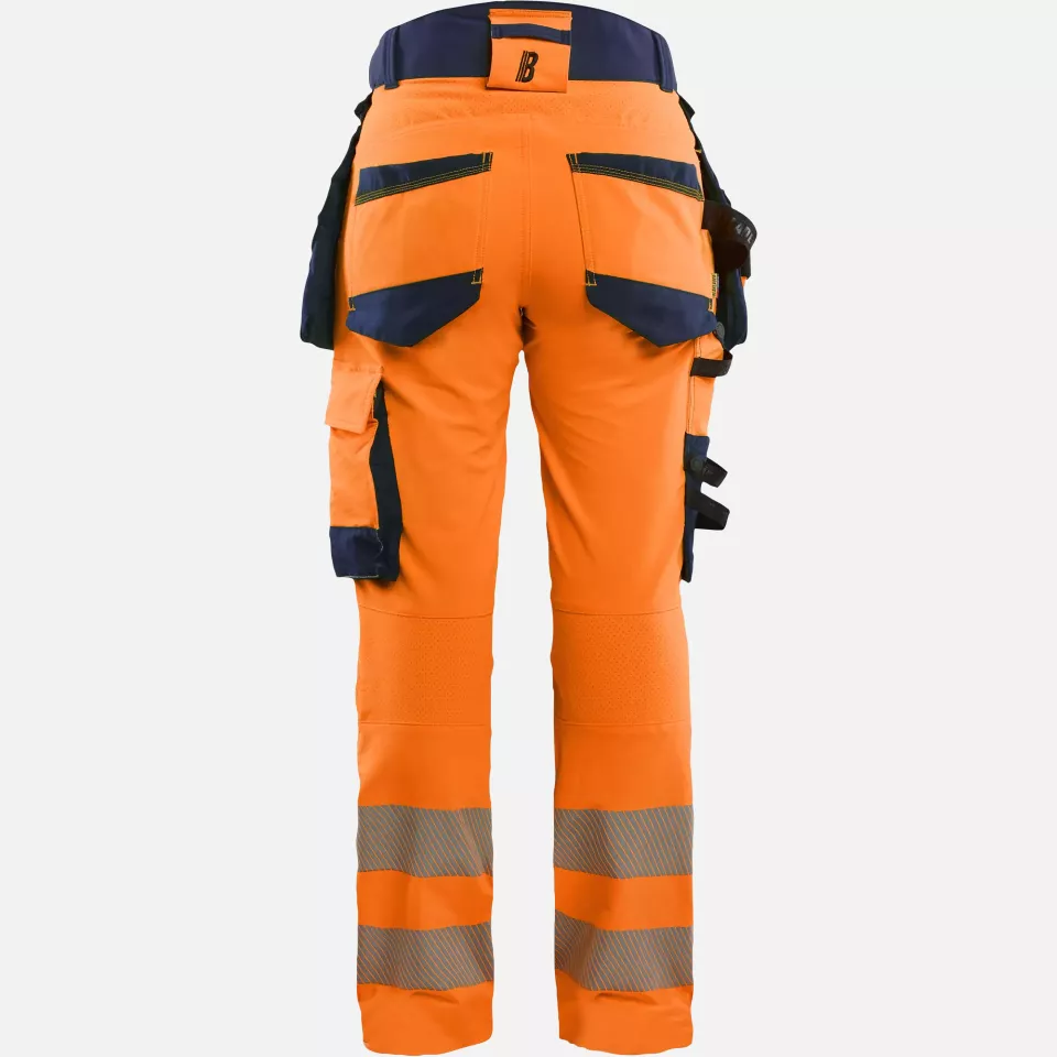 Blaklader 702216485389, High Vis Ladies 4-Way Stretch Trousers, Orange/Navy Blue, image 4, gallery thumbnail