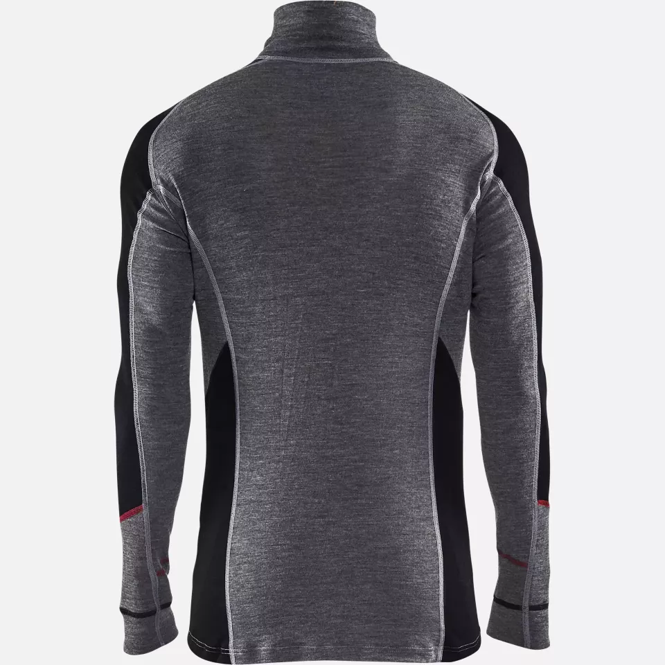 Blaklader 469917369699, XWARM Merino Wool Zip Undershirt, Medium Grey/Black, image 3, gallery thumbnail