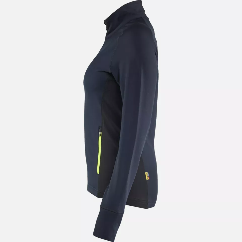 Blaklader 474525398633, STRIKER Ladies Fleece Jacket, Dark Navy/High Vis Yellow, image 3, gallery thumbnail