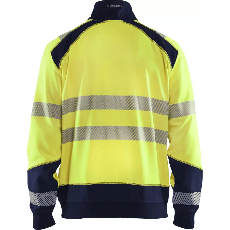 Blaklader 355625283389, High Vis Half-Zip Sweatshirt, Yellow/Navy Blue, image 4, gallery thumbnail