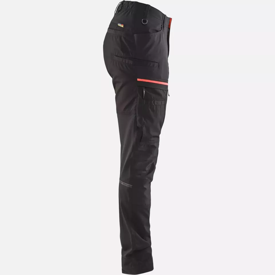 Blaklader 716618459956, Ladies Stretch Service Trousers, Black/Red, image 2, gallery thumbnail