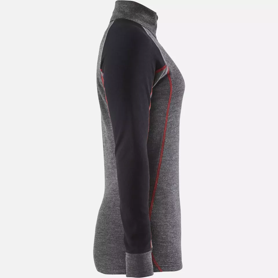 Blaklader 729917369699, XWARM Ladies' Thermal Shirt with Zip, Medium Grey/Black, image 2, gallery thumbnail