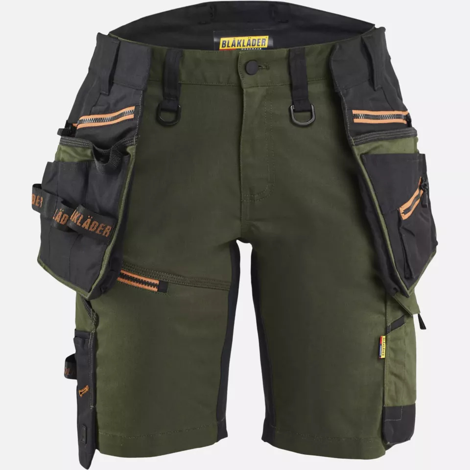 Blaklader 717511494240, STRIKER Ladies Stretch Craftsman Shorts, Forest Green/Rust, image 1, gallery thumbnail