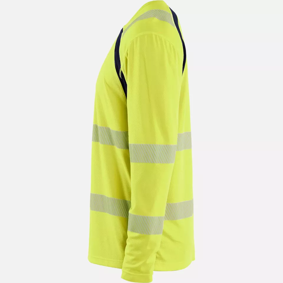 Blaklader 359910133389, High Vis UV Protection Long Sleeve Shirt, Yellow/Navy Blue, image 3, gallery thumbnail