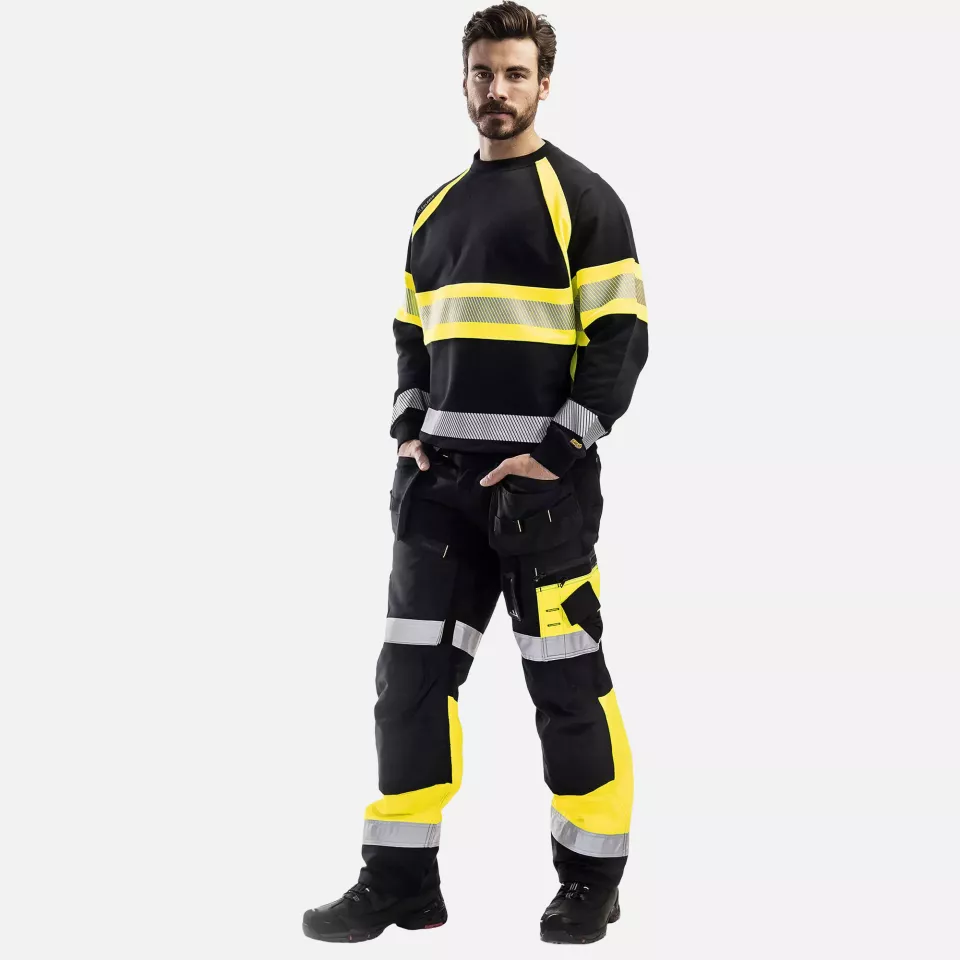Blaklader 335911589933, High Vis Sweatshirt, Black/Yellow, image 5, gallery thumbnail